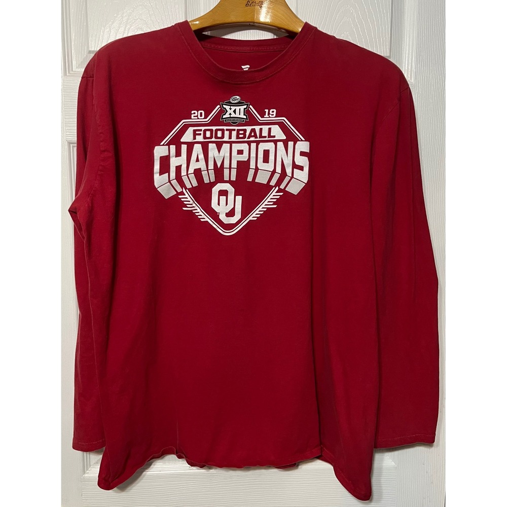 Oklahoma Sooners Football Champions Fanatics Red‎ Long Sleeve T-Shirt XXL